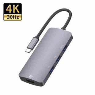UC912 4 in 1 4K 30Hz USB 3.0 + 2 x USB 2.0 to USB-C / Type-C Multifunctional HUB Adapter