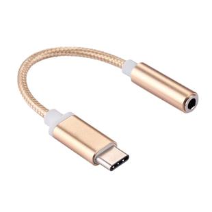 USB-C / Type-C Male to 3.5mm Female Weave Texture Audio Adapter, Length: about 10cm(Gold)