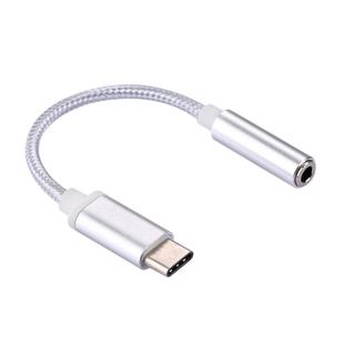 USB-C / Type-C Male to 3.5mm Female Weave Texture Audio Adapter, Length: about 10cm(Silver)