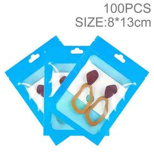 100pcs 8×13cm HD Transparent Window Phone Case Decoration Sealed Bag (Sky Blue)
