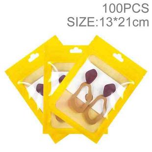 100pcs 13×21cm HD Transparent Window Phone Case Decoration Sealed Bag (Yellow)