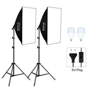 PULUZ Softbox Lighting Kit 2 PCS 50x70cm Professional Photo Studio Photography Light Equipment with 2 x E27 Socket Bulb Photography Lighting Kit(EU Plug)