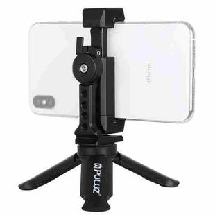 PULUZ Folding Plastic Tripod + Horizontal / Vertical Shooting Metal Clamp with Cold Shoe for iPhone, Galaxy, Huawei, Xiaomi, Sony, HTC, Google and other Smartphones