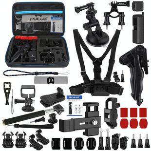 PULUZ 43 in 1 Accessories Total Ultimate Combo Kits for DJI Osmo Pocket with EVA Case (Chest Strap + Wrist Strap + Suction Cup Mount + 3-Way Pivot Arms + J-Hook Buckle + Grip Tripod Mount + Surface Mounts + Bracket Frame + Screen Film + Silicone Case + Tripod Adapter + Storage Bag + Rec-mounts + Handlebar Mount + Wrench)