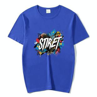 Round Neck Modal Short Sleeve T-shirt Custom Made Print On Your Demand, Size: L (Blue)