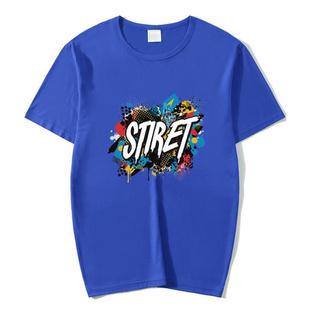 Round Neck Modal Short Sleeve T-shirt Custom Made Print On Your Demand, Size: XXL (Blue)
