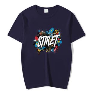 Round Neck Modal Short Sleeve T-shirt Custom Made Print On Your Demand, Size: XXL (Navy Blue)
