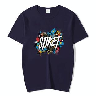 Round Neck Modal Short Sleeve T-shirt Custom Made Print On Your Demand, Size: XXXXXL (Navy Blue)
