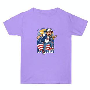 Summer Baggy Cotton Short Sleeve T-shirt Custom Made Print On Your Demand, Size: S (Light Purple-2)