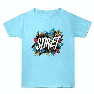 Summer Baggy Cotton Short Sleeve T-shirt Custom Made Print On Your Demand, Size: XL (Aqua Blue-1)