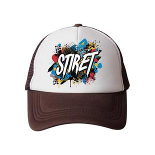 Embroidery Sponge Mesh Cloth Hat Peaked Cap Print On Your Demand (Brown)