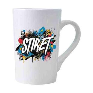 Alphabet Printed Conical White Ceramics Mug Water Cup Print On Your Demand