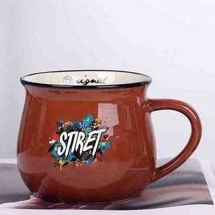 Alphabet Printed Ceramics Big Belly Mug Water Cup Print On Your Demand (Coffee)