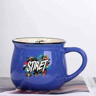 Alphabet Printed Ceramics Big Belly Mug Water Cup Print On Your Demand (Dark Blue)