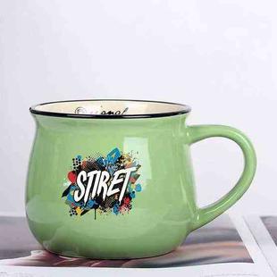 Alphabet Printed Ceramics Big Belly Mug Water Cup Print On Your Demand (Green)
