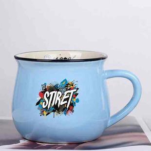 Alphabet Printed Ceramics Big Belly Mug Water Cup Print On Your Demand (Sky Blue)