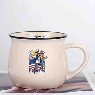 Boy Printed Ceramics Big Belly Mug Water Cup Print On Your Demand (Beige White)