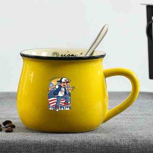 Boy Printed Ceramics Big Belly Mug Water Cup Print On Your Demand (Yellow)
