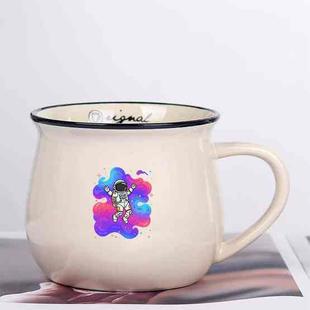 Astronaut Printed Ceramics Big Belly Mug Water Cup Print On Your Demand (Beige White)