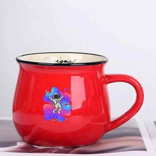 Astronaut Printed Ceramics Big Belly Mug Water Cup Print On Your Demand (Red)
