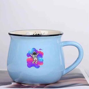 Astronaut Printed Ceramics Big Belly Mug Water Cup Print On Your Demand (Sky Blue)
