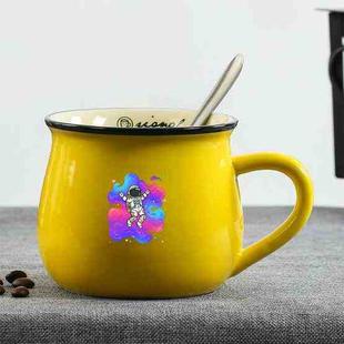 Astronaut Printed Ceramics Big Belly Mug Water Cup Print On Your Demand (Yellow)