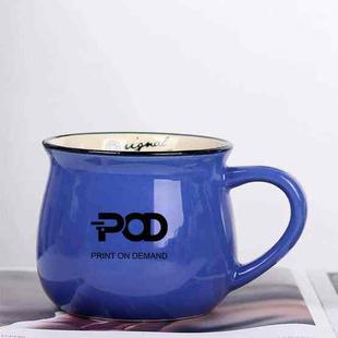 POD Printed Ceramics Big Belly Mug Water Cup Print On Your Demand (Dark Blue)