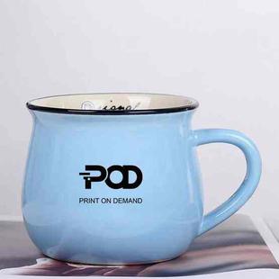 POD Printed Ceramics Big Belly Mug Water Cup Print On Your Demand (Sky Blue)