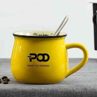 POD Printed Ceramics Big Belly Mug Water Cup Print On Your Demand (Yellow)