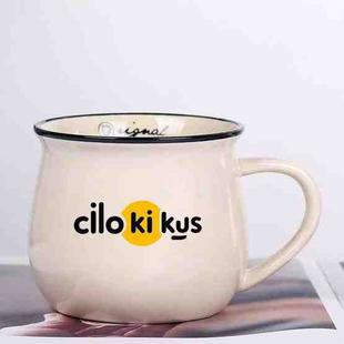 Cilokikus Printed Ceramics Big Belly Mug Water Cup Print On Your Demand (Beige White)