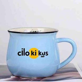 Cilokikus Printed Ceramics Big Belly Mug Water Cup Print On Your Demand (Sky Blue)