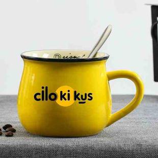 Cilokikus Printed Ceramics Big Belly Mug Water Cup Print On Your Demand (Yellow)