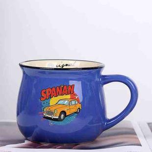 Car Printed Ceramics Big Belly Mug Water Cup Print On Your Demand (Dark Blue)
