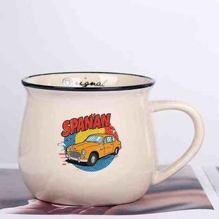 Car Printed Ceramics Big Belly Mug Water Cup Print On Your Demand (Beige White)