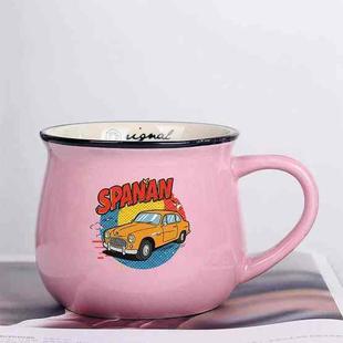 Car Printed Ceramics Big Belly Mug Water Cup Print On Your Demand (Pink)
