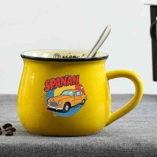 Car Printed Ceramics Big Belly Mug Water Cup Print On Your Demand (Yellow)