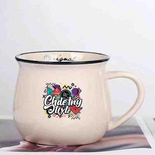 Graffiti Printed Ceramics Big Belly Mug Water Cup Print On Your Demand (Beige White)
