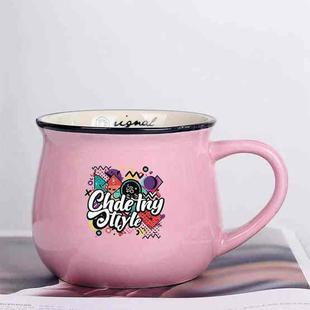 Graffiti Printed Ceramics Big Belly Mug Water Cup Print On Your Demand (Pink)