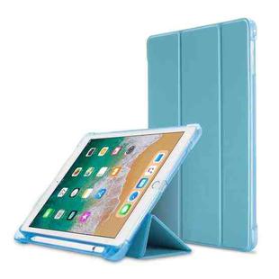 Litchi Texture Flip Leather Case for iPad 9.7(2017) / 9.7(2018)/ Air2 / Air, with Three-folding Holder & Pen Slots(Blue)