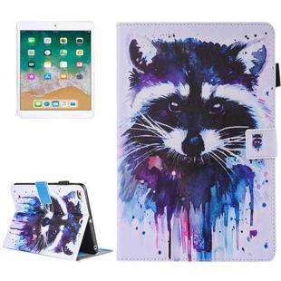 For iPad Air / iPad Air 2 Painting Colorful Raccoon Pattern Horizontal Flip Leather Case with Holder & Wallet & Card Slots & Pen Slot