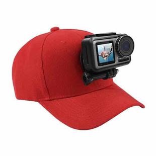 PULUZ Baseball Hat with J-Hook Buckle Mount & Screw for GoPro, DJI OSMO Action and Other Action Cameras(Red)