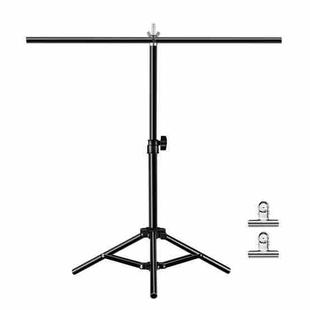 67cm T-Shape Photo Studio Background Support Stand Backdrop Crossbar Bracket with Clips, No Backdrop(Black)