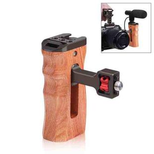 PULUZ 3/8 inch Screw Universal Camera Wooden Side Handle with Cold Shoe Mount for Camera Cage Stabilizer(Bronze)