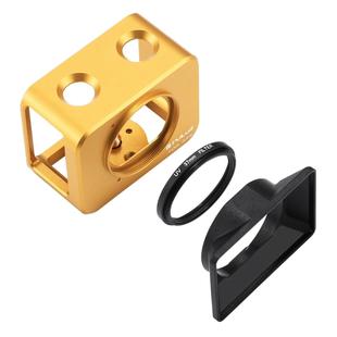 PULUZ for Sony RX0 Aluminum Alloy Protective Cage + 37mm UV Filter Lens + Lens Sunshade with Screws and Screwdrivers(Gold)