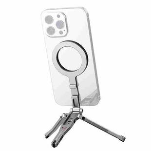Foldable MagSafe Magnet Tripod Desk Phone Mount Handle Bracket (Grey)