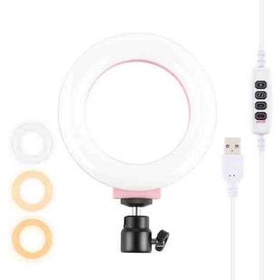 PULUZ 4.7 inch 12cm USB 3 Modes Dimmable LED Ring Selfie Beauty Vlogging Photography Video Lights with Tripod Ball Head(Pink)