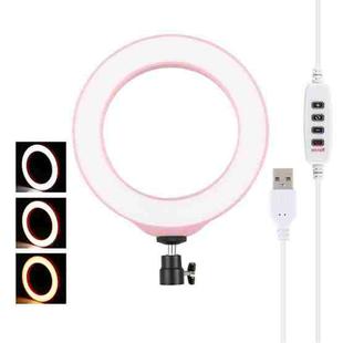 PULUZ 6.2 inch 16cm USB 3 Modes Dimmable LED Ring Vlogging Photography Video Lights with Tripod Ball Head(Pink)