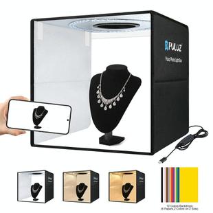 [US Warehouse] PULUZ 40cm Folding Portable Ring Light PD20W Quick Charge USB Photo Lighting Studio Shooting Tent Box with 6 x Color Backdrops, Size: 40cm x 40cm x 40cm (Black)