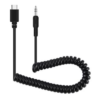 PULUZ 3.5mm TRRS Male to Type-C / USB-C Male Live Microphone Audio Adapter Spring Coiled Cable for Samsung, Huawei and Smartphones, Cable Stretching to 100cm(Black)