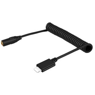 PULUZ 3.5mm TRRS Female to 8 Pin Male Live Microphone Audio Adapter Spring Coiled Cable for iPhone, Cable Stretching to 100cm(Black)